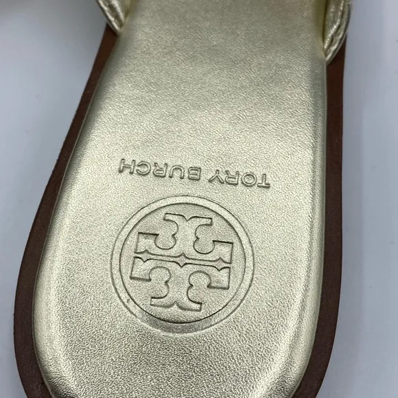 Tory‎ Burch Gold BentonLeather Flip Sandals *see note*