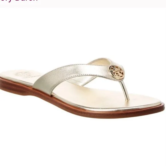 Tory‎ Burch Gold BentonLeather Flip Sandals *see note*