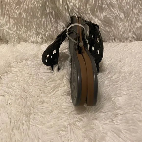 Tory Burch Grey Miller Flip Flops Leather Sandals
