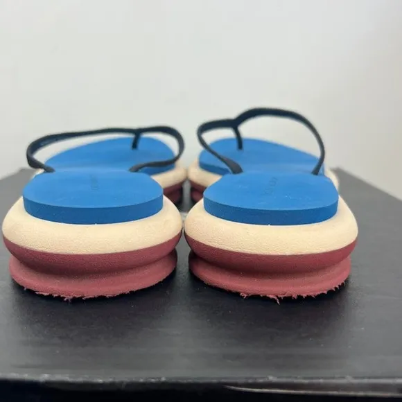 Tory Burch Layered flip flops slip on sandals size 9 blue &amp; cream