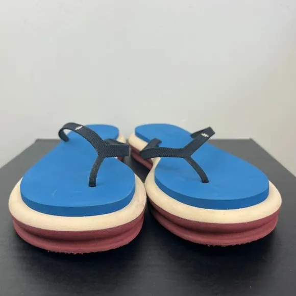 Tory Burch Layered flip flops slip on sandals size 9 blue &amp; cream