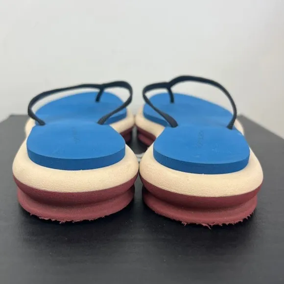Tory Burch Layered flip flops slip on sandals size 9 blue &amp; cream