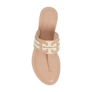 Tory Burch Leigh Flip Flop Sandals Tan Leather Size 7