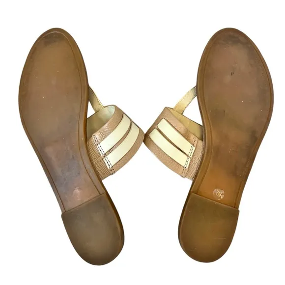 Tory Burch Leigh Flip Flop Sandals Tan Leather Size 7