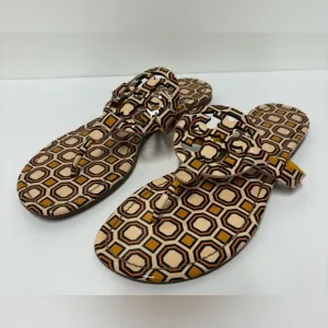 TORY BURCH Miller Ballet Pink Orange Octagon Thong Sandals Women’s Size 10