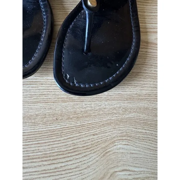 TORY BURCH Miller Black Patent Leather Flip Flop Sandals Women Size 7 M