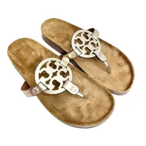 Tory Burch Miller Cloud Sandals Womens Size 9 Spark Gold With Medallion