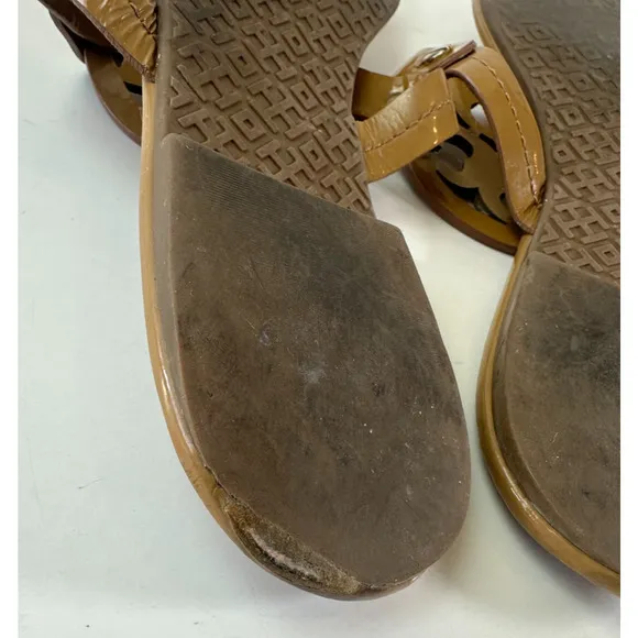 Tory Burch Miller Leather Thong Sandals Tan Beige Flip Flops Women's Size 9 M