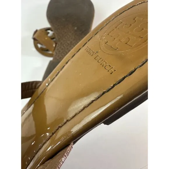 Tory Burch Miller Leather Thong Sandals Tan Beige Flip Flops Women's Size 9 M