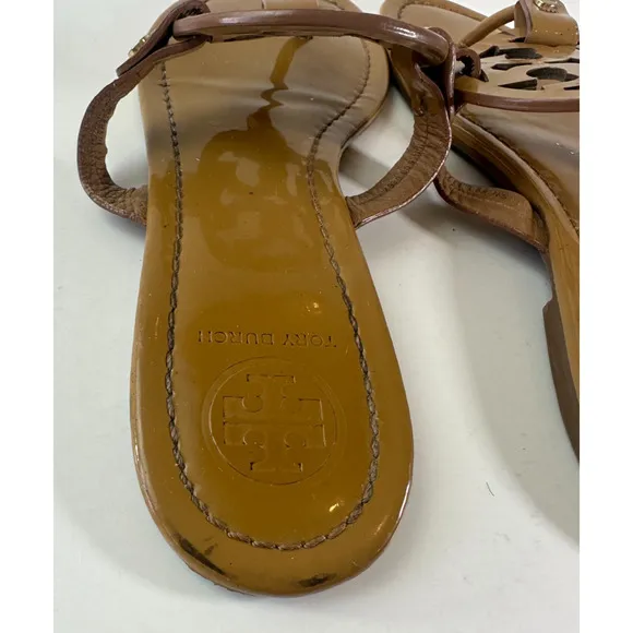 Tory Burch Miller Leather Thong Sandals Tan Beige Flip Flops Women's Size 9 M