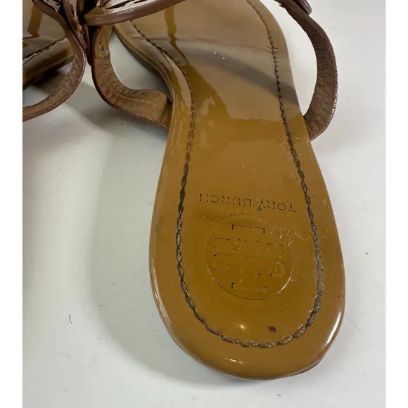Tory Burch Miller Leather Thong Sandals Tan Beige Flip Flops Women's Size 9 M