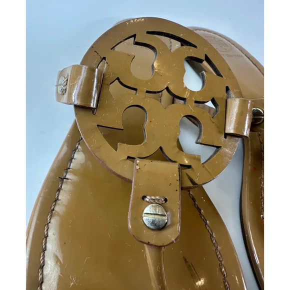 Tory Burch Miller Leather Thong Sandals Tan Beige Flip Flops Women's Size 9 M