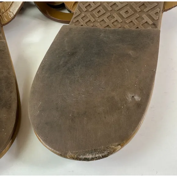 Tory Burch Miller Leather Thong Sandals Tan Beige Flip Flops Women's Size 9 M