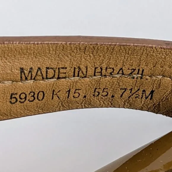 Tory Burch Miller Sandals Womens 7.5 Tan Patent Leather Flat Double T Logo Thong