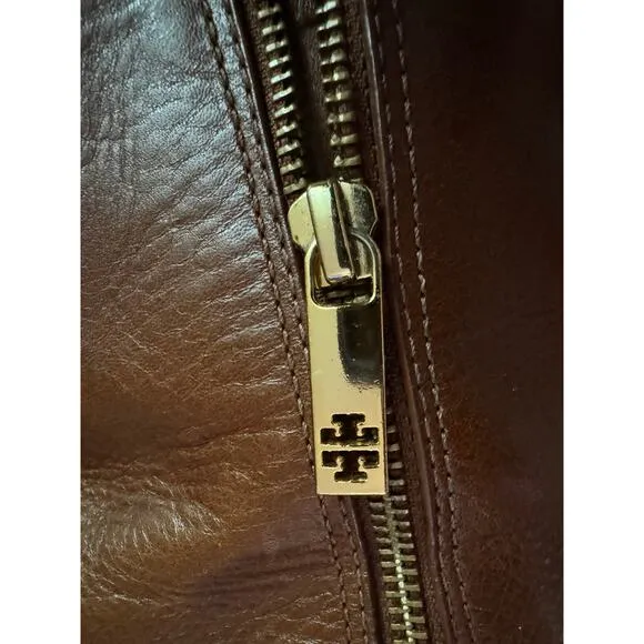 Tory Burch Nadine Tall Leather Gold Hardware Riding Boots Size 8.5 New Sole
