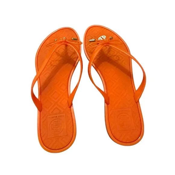Tory Burch Orange Jelly Bow Thong Flip Flop Sandals Size 7