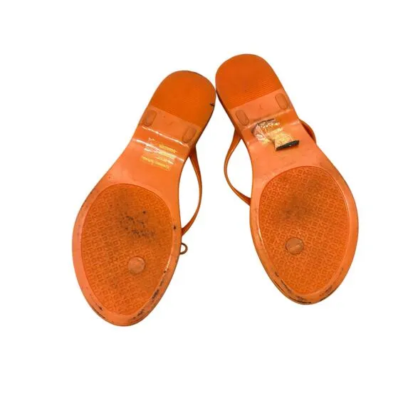 Tory Burch Orange Jelly Bow Thong Flip Flop Sandals Size 7