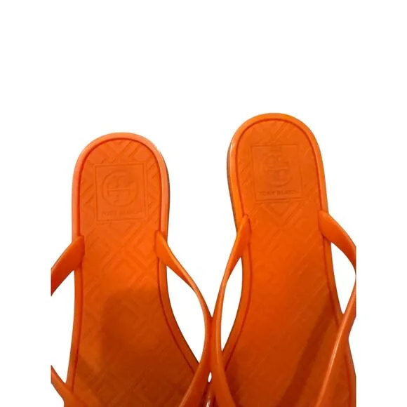 Tory Burch Orange Jelly Bow Thong Flip Flop Sandals Size 7