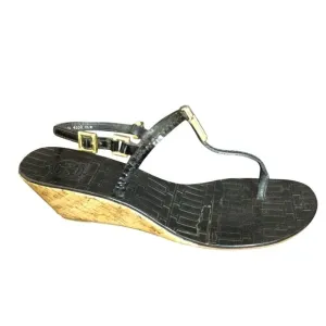 Tory Burch Pauline Demi Wedge Sandals Leather Cork Womens Size 7.5