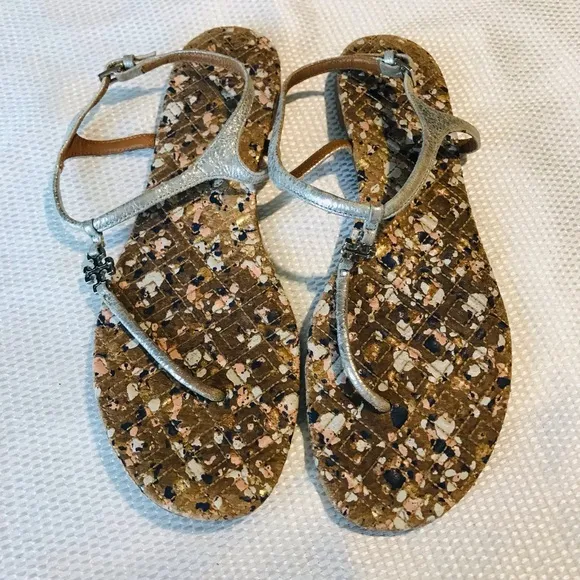 Tory Burch Stylish Silver Sandals for Women