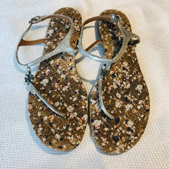 Tory Burch Stylish Silver Sandals for Women