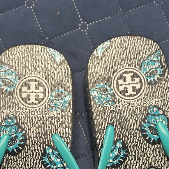 Tory Burch Teal Flip Flops