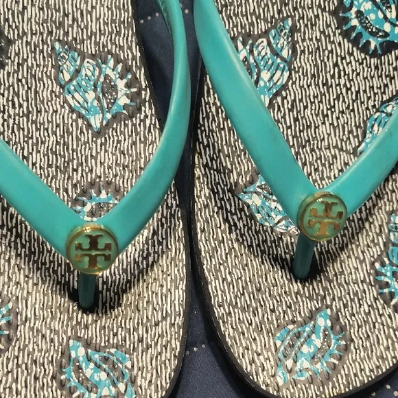 Tory Burch Teal Flip Flops