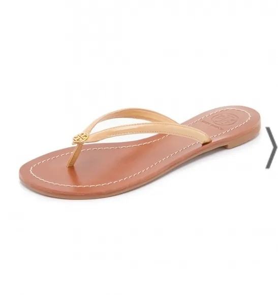 Tory Burch Terra Sun Beige Patent Leather Thongs Size 7