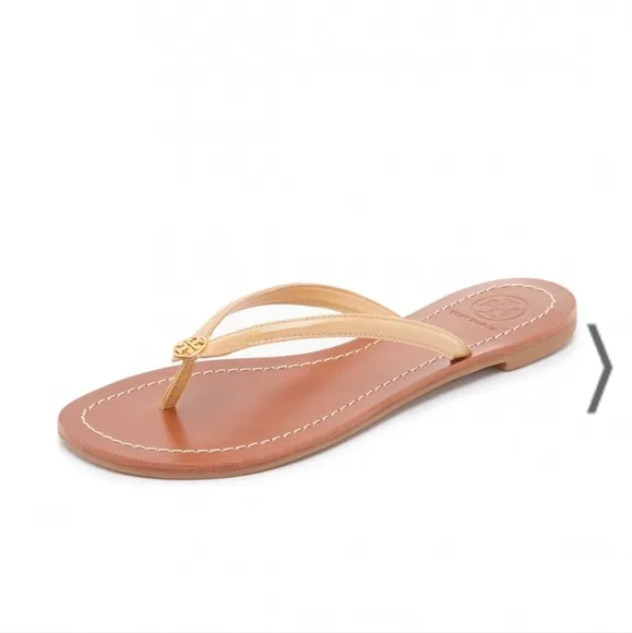Tory Burch Terra Sun Beige Patent Leather Thongs Size 7
