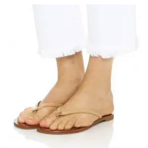 Tory Burch Terra Sun Beige Patent Leather Thongs Size 7