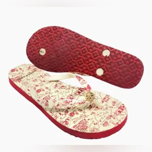Tory Burch Womens Designer Flip Flops Sandals Abstract Shoes Size 5.5