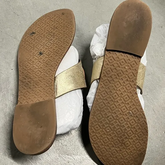 Tory Burch Women's Gold Tan Thong Sandals Sz 7.5