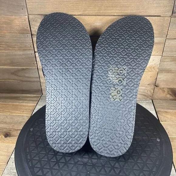 Tory Burch Womens Sz 10 Platform Flip Flop Perfect Black Leather Strap Sandals