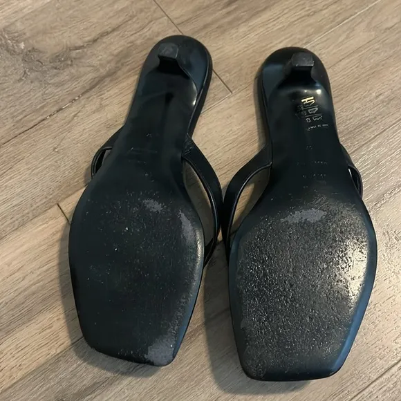 Toteme Black Leather Slide Sandals