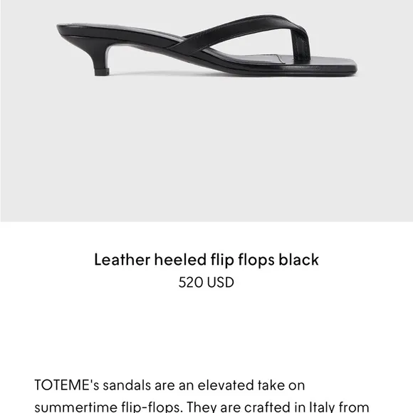 Toteme Black Leather Slide Sandals