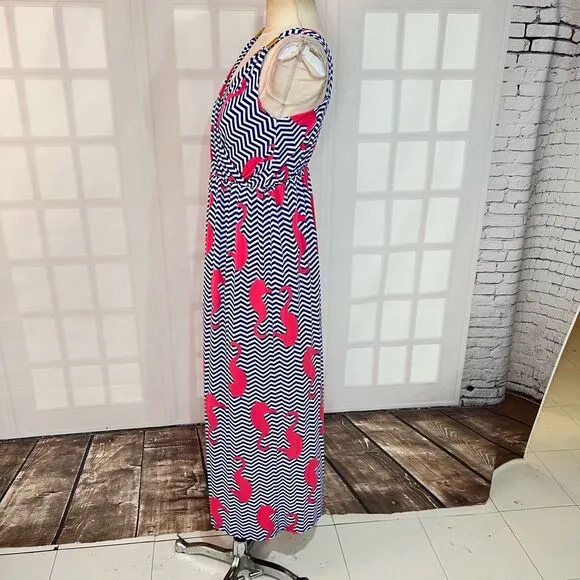 Tracy Negoshian Multicolor Seahorse Print Sleeveless Pullover Maxi Dress Large