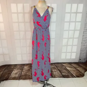 Tracy Negoshian Multicolor Seahorse Print Sleeveless Pullover Maxi Dress Large