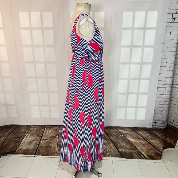 Tracy Negoshian Multicolor Seahorse Print Sleeveless Pullover Maxi Dress Large