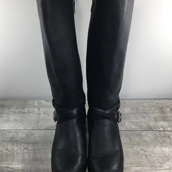 UGG 1019071 Harington Women’s Black Leather Buckle Riding Boots Booties Size 7