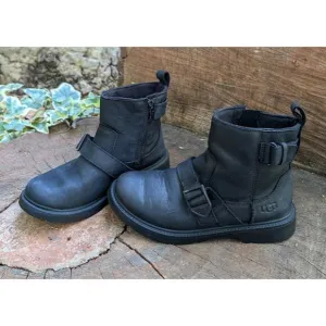 UGG Ashton Short Weather black leather ankle boots girls size 2