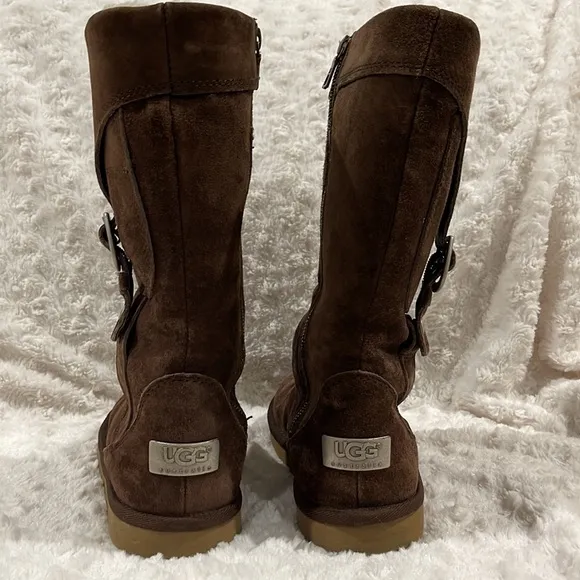 UGG Australia Cargo III 3 Tall Boots Brown Buckle Side Zipper size 5 Style #5132