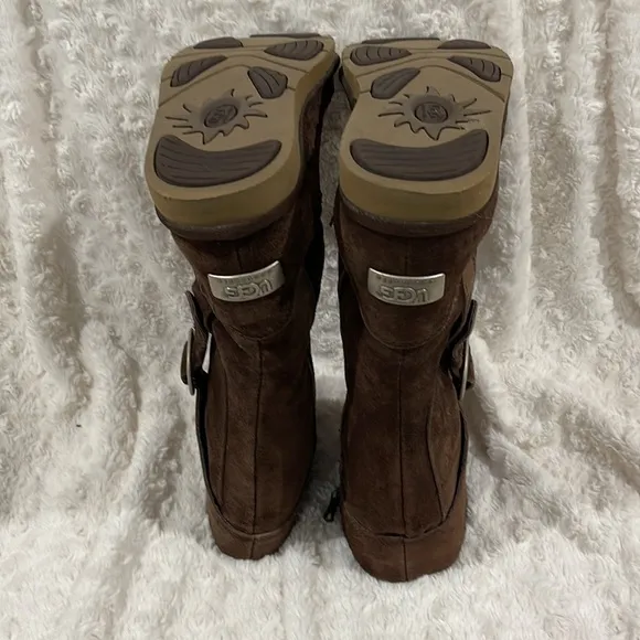 UGG Australia Cargo III 3 Tall Boots Brown Buckle Side Zipper size 5 Style #5132