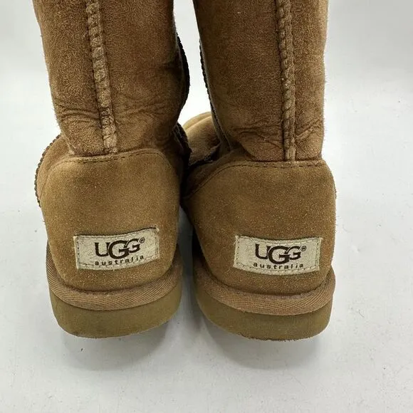 UGG AUSTRALIA Classic Tall Boots Women's 7‎ Chestnut Sherpa Leather Suede 5815
