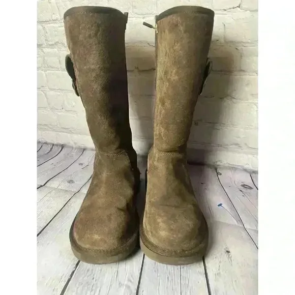 UGG Australia Retro Cargo Espresso Brown Sheep Skin Fur Lined Boot Womens Size 7
