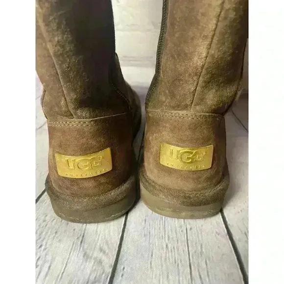 UGG Australia Retro Cargo Espresso Brown Sheep Skin Fur Lined Boot Womens Size 7
