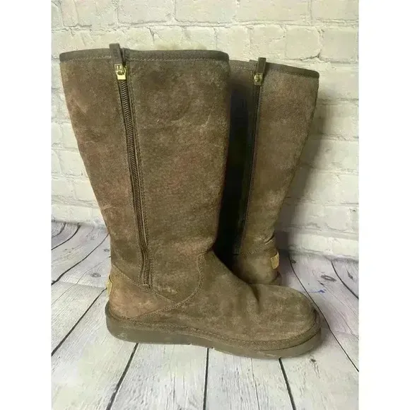 UGG Australia Retro Cargo Espresso Brown Sheep Skin Fur Lined Boot Womens Size 7