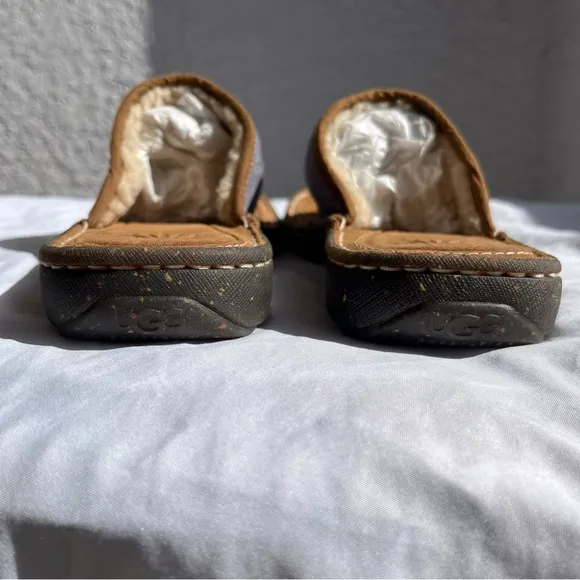 UGG Australia Sherpa Lined Leather Flip Flops Size 9