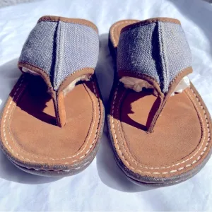UGG Australia Sherpa Lined Leather Flip Flops Size 9