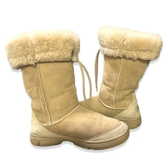 UGG Australian made Ultimate Tall Fold over suede &amp; sheep skin lined calf boots