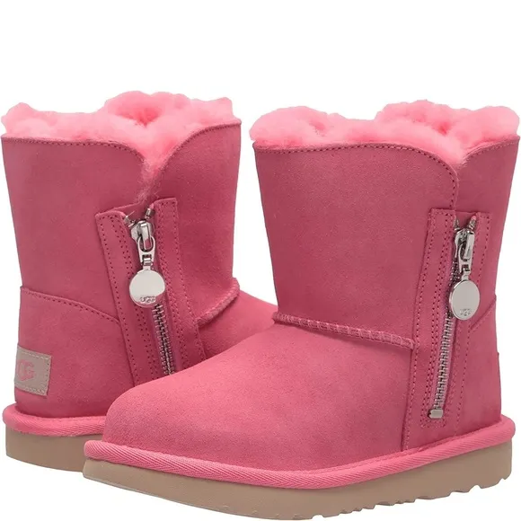 UGG Big Kids Bailey Zip Short Boots Pink Rose Size 5K